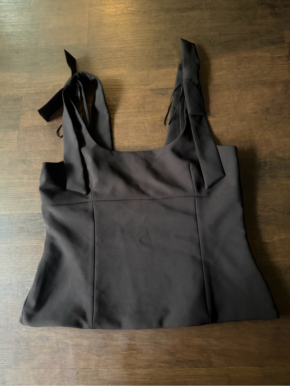 Zara Black Tie-Shoulder Square Neck Women's Top Large